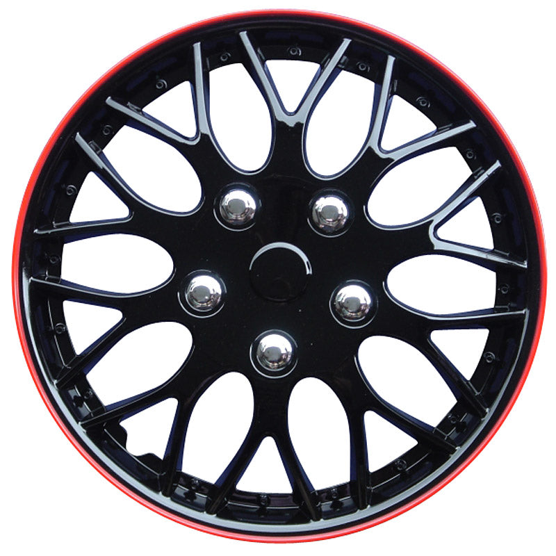 AutoStyle, Hjulkapsler, 4stk, Missouri 13-tommer black/red rim