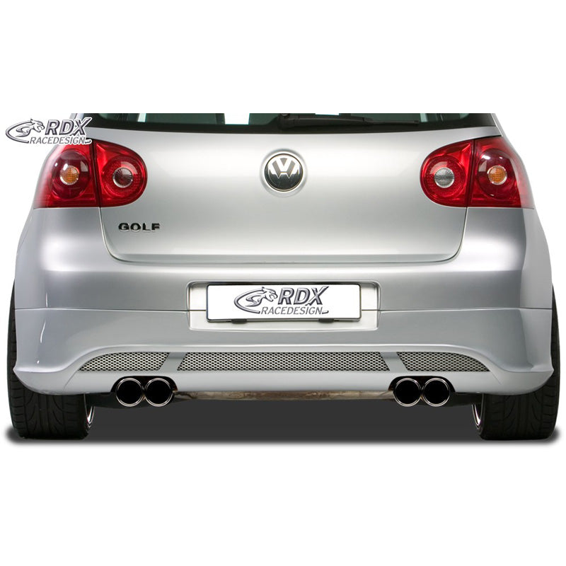 RDX Racedesign, Rear bumper skirt, passer til Volkswagen Golf V Hatchback 3/5-doors 2003-2008 'V2' (exhaust left/right) excl. Variant/Plus (ABS)