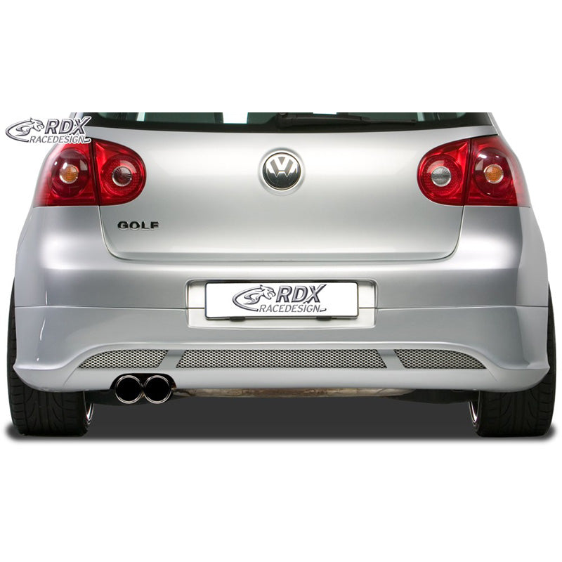 RDX Racedesign, Rear bumper skirt, passer til Volkswagen Golf V Hatchback 3/5-doors 2003-2008 'V2' (exhaust left) excl. Variant/Plus (ABS)