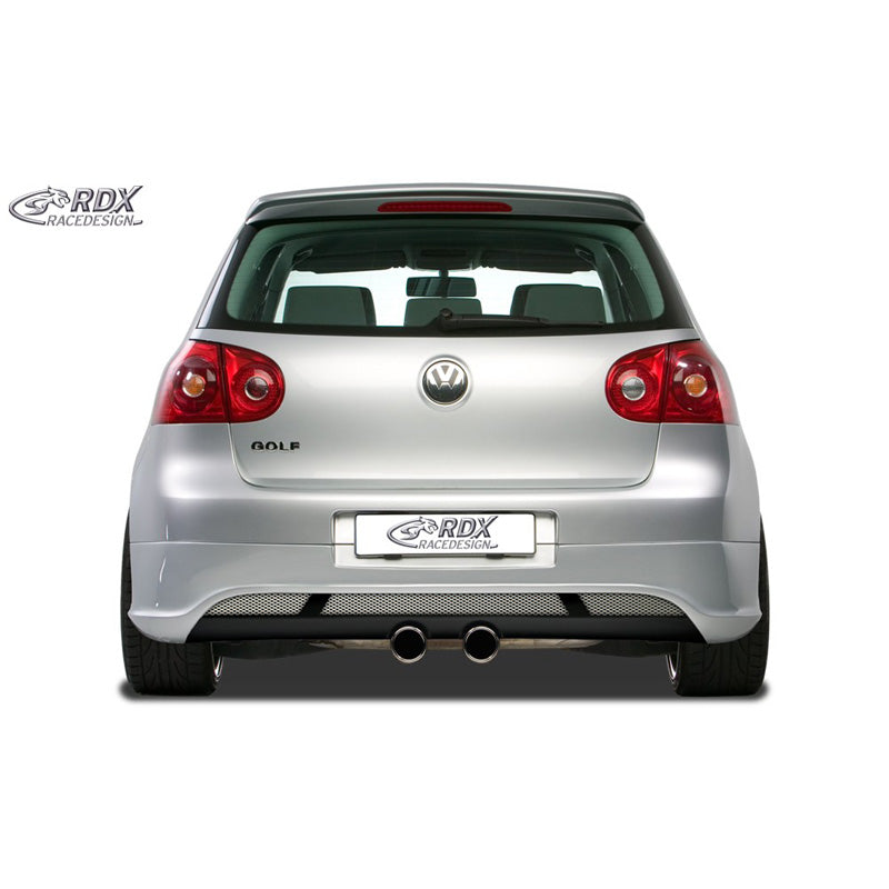 RDX Racedesign, Rear bumper skirt, passer til Volkswagen Golf V Hatchback 3/5-doors 2003-2008 'V2' (exhaust R32) excl. Variant/Plus (ABS)