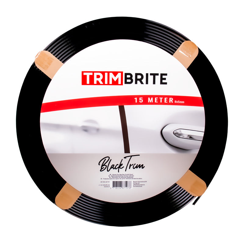 Trimbrite, Selvklæbende Dekorativ Strip - Sort - 15 meter - U-profil 8x5mm