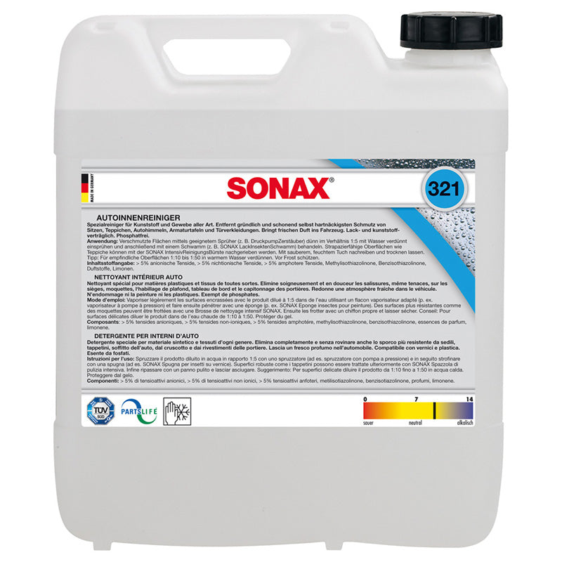 SONAX, Indvendig Rens - 10 Liter - Effektiv mod Snavs og Lugt