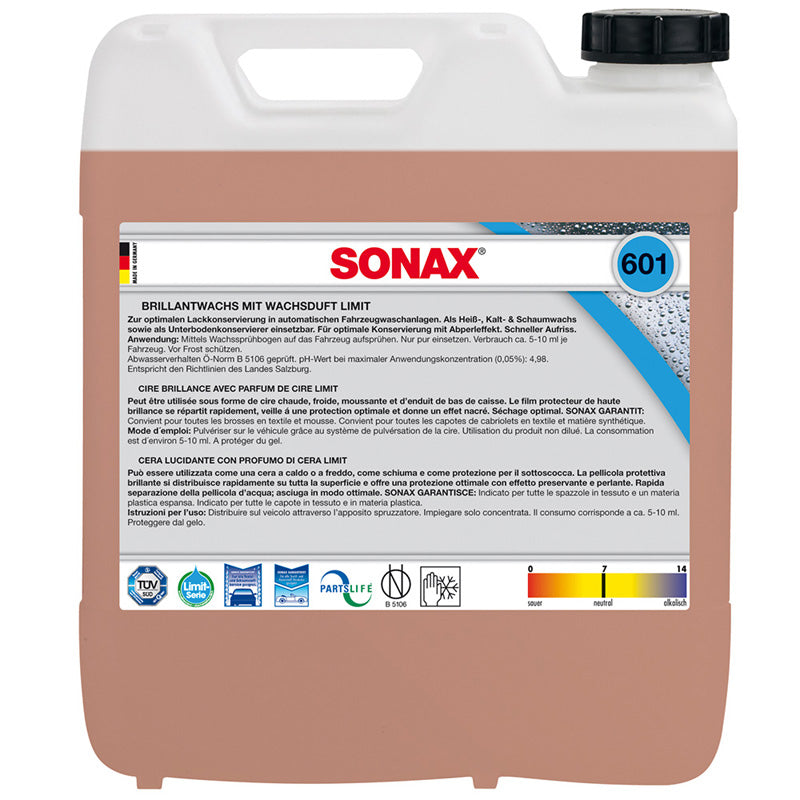 SONAX, Limit Brillant Voks - 10 Liter - Optimal Malerbeskyttelse til Automatisk Bilvask