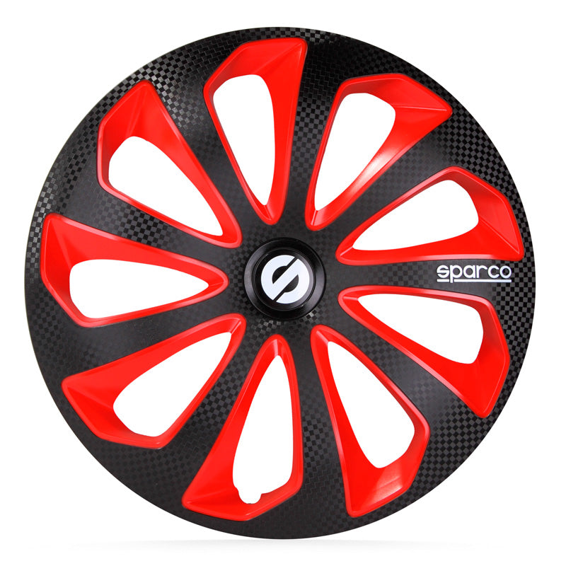 Sparco, Hjulkapsler, 4stk., Sicilia - 13-tommer - Black/Red/Carbon