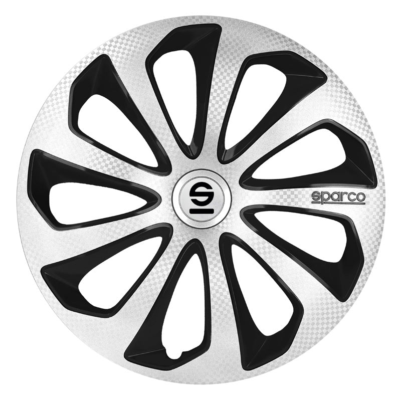 Sparco, Hjulkapsler, 4stk., Sicilia - 14-tommer - Silver/Black/Carbon