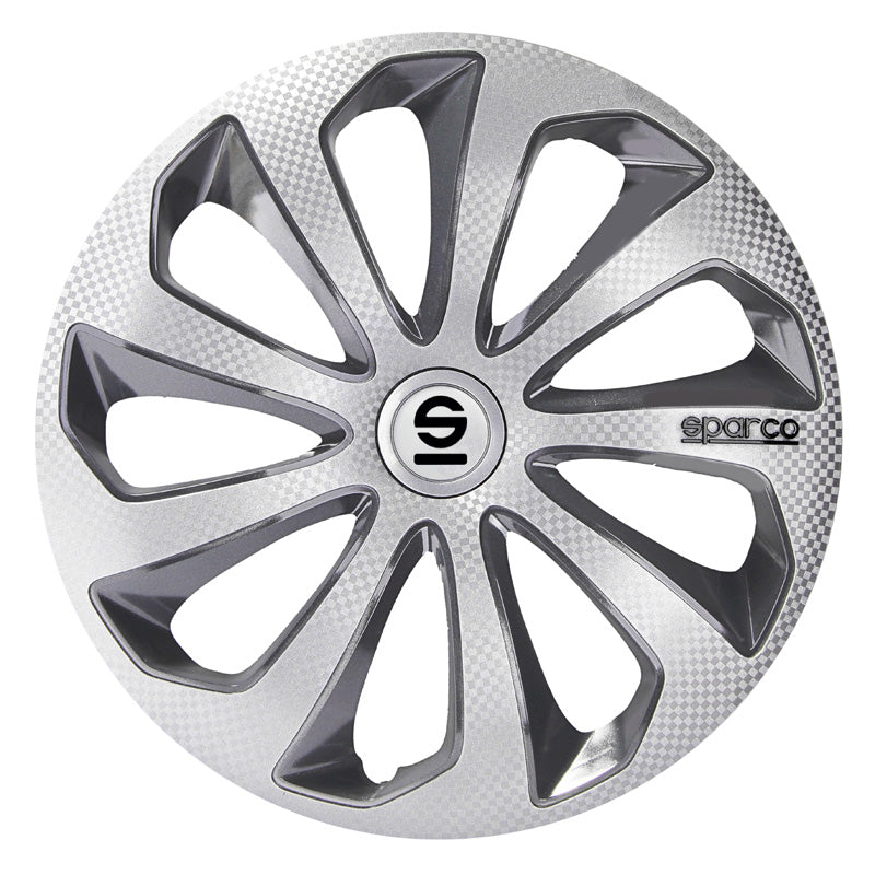 Sparco, Hjulkapsler, 4stk., Sicilia - 14-tommer - Silver/Grey/Carbon