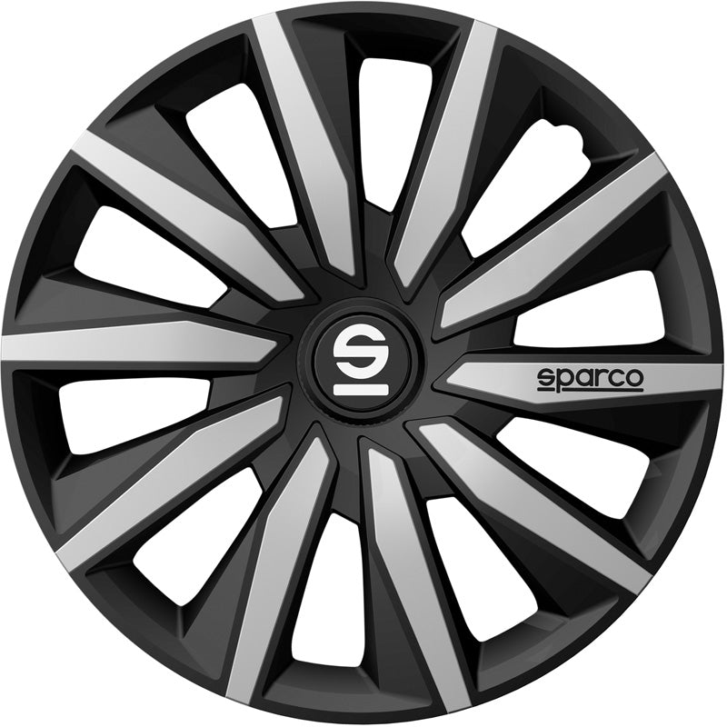 Sparco, Hjulkapsler, 4stk., Milano - 14-tommer - Black/Silver