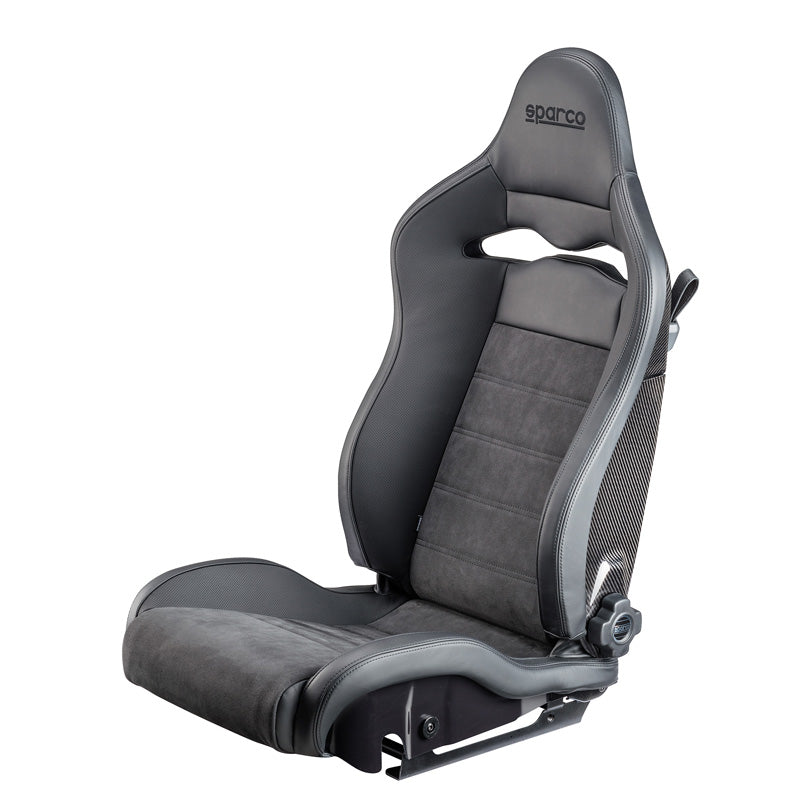 Sparco, Sport Sæde SPX DX - Passager version (Højre) - Sort Læder/Alcantara med Carbon Ryg - Reclinable