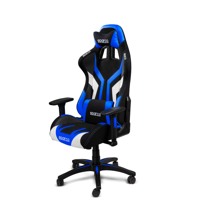 Sparco, Torino Kontorstol / Gaming Stol - Sort/Blå - Reclinable