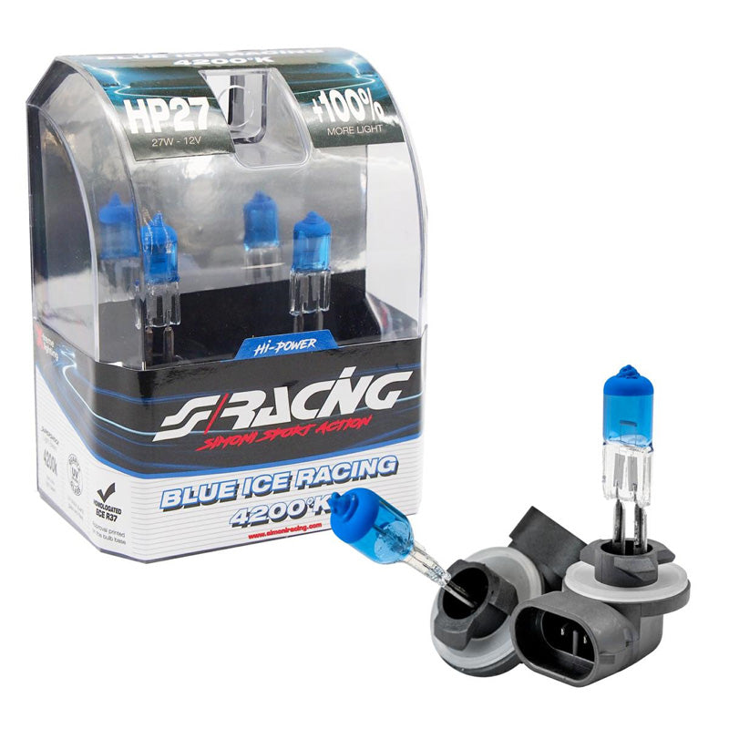 Simoni Racing, Halogenpærer 'Blue Ice Racing' HP27-881 - 4200K - 12V/27W, sæt af 2 stk. ECE-R37 E-Mærket