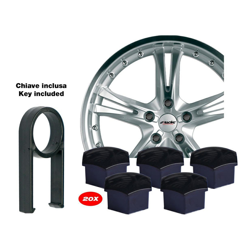 Simoni Racing, Universal Hjulmutterkåpor - 17mm - Svart - Set med 21 st.