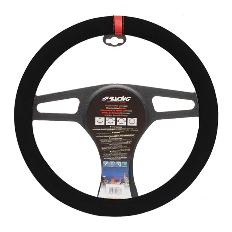 Simoni Racing, Ratbetræk Carrera Look - Sort Mikrofiber med Rød Stribe - 37-39cm