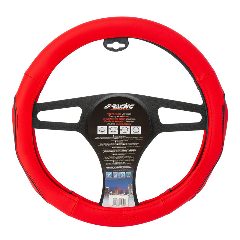 Simoni Racing, Steering Wheel Cover - Rød Ecoleather - 37-39cm