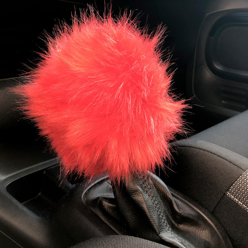 Simoni Racing, Fluffy Fur Gear Knob Cover - Rød