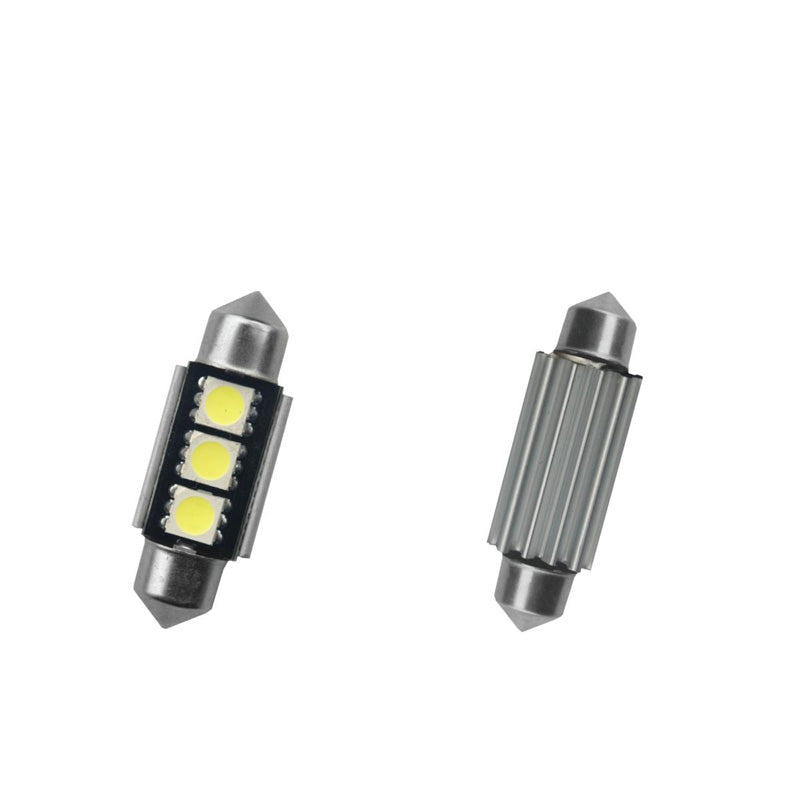 Simoni Racing, 3-LED Pinol 'Warning LED 9' med advarselsafbryder - Superhvid - 36mm - Sæt med 2 stk.