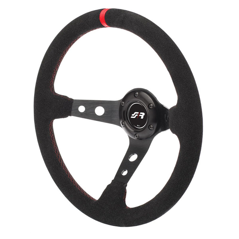 Simoni Racing, Sportsrat, Pitlane - Black Suede + Red Stitching - Diameter 350mm