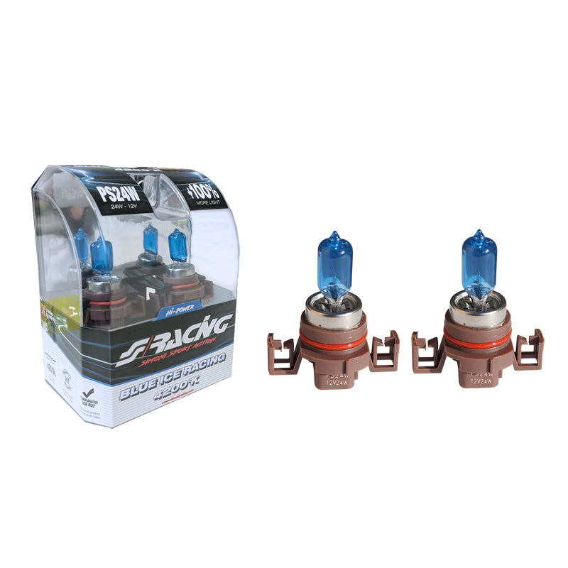 Simoni Racing, Halogen 'Blue Ice Racing' Pærer PS24W (H16) - 4200K - 12V/35W - Sæt af 2 stk. ECE-R37