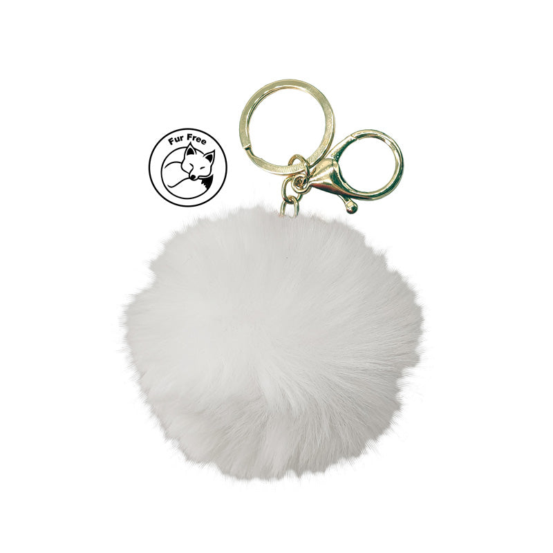 Simoni Racing, Fluffy Fur Nøglering - Hvid - 8cm