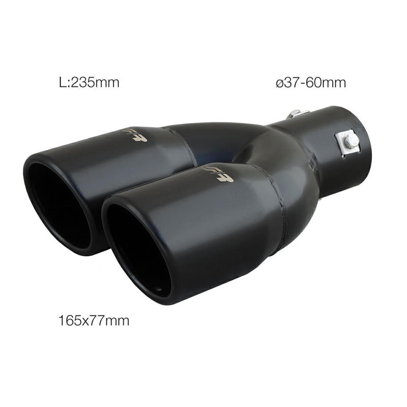 Simoni Racing, Rørhale, Double Round/Slanting Inox Black - Ø76xL230mm - Installation ->58mm