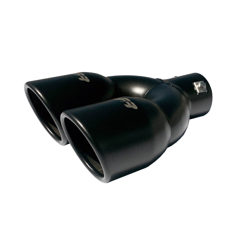 Simoni Racing, Rørhale, Double Round Inox - Black - Ø90xL240mm - Installation ->34-57mm