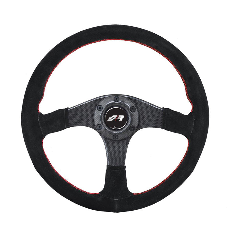 Simoni Racing, Sportsrat, Walter - Carbon - Black Suede + Red Stitching - Diameter 350mm