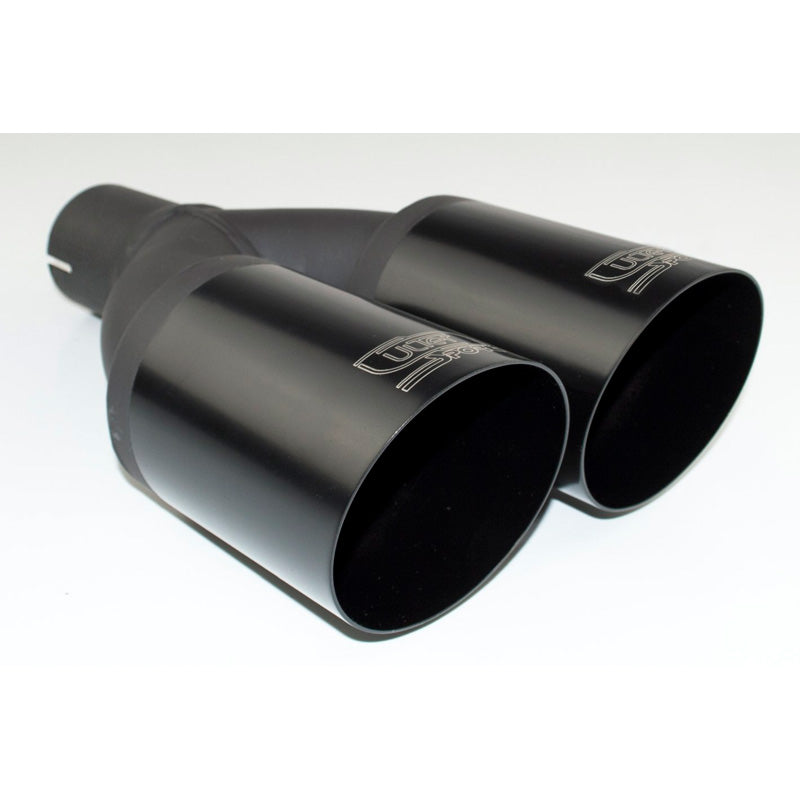 Ulter Sport, Rørhale - Double Round Ø80mm Slanted - Length 280mm - Installation ->55mm - Black Inox